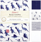 Zutano 5-Pack Organic Burp Cloths for Baby Girl & Boy, Large Cotton Burping Cloths for Babies | Absorbent Baby Spit-Up Rags | Gender Neutral Burp Clothes | Newborn Essentials, Dino Party