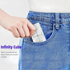 Metal Infinity Cube Fidget Toy - Aluminum Alloy Anti-Stress and Anxiety Finger Flip Cube for Adults, Men, and Women, Ideal Desk Toy for Work or Home - Infinity Cube Desk Toy (Black)