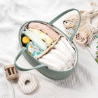 Diaper Caddy Organizer, Empty Gift Basket for Newborn Essentials, Baby Storage Basket, Stylish Gift Bag for Baby Shower, Boys and Girls – Small, Sage Green