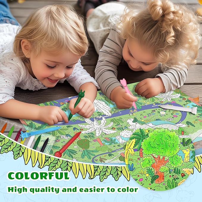 R&DLanci Animal Crayons for Kids, 11-colors Washable Crayon Set with Eraser & Drawing Paper, Non-Toxic Crayon, Easy to Hold, Mess-Free Crayons for Toddlers, Art Supplies for Toddlers and Kids Ages 3+