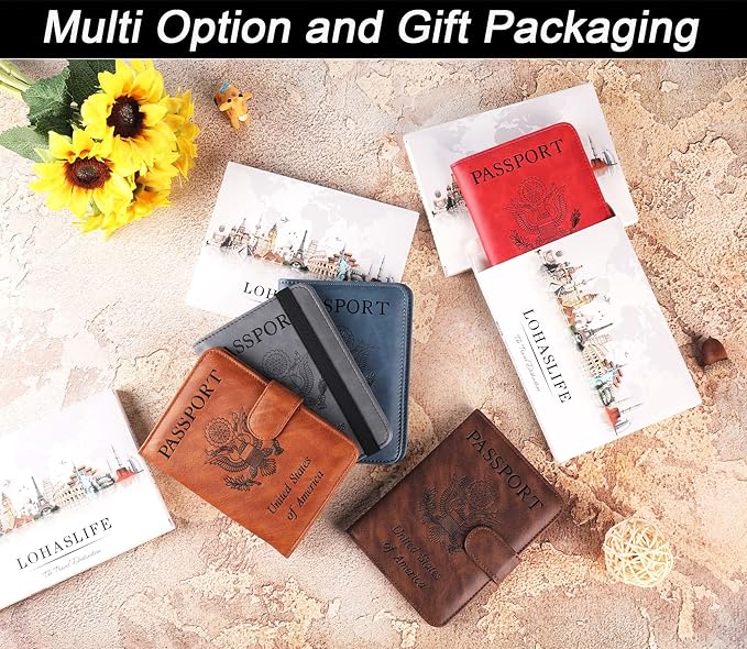 Airtag Passport Holder Cover Wallet Travel Essentials Leather Rfid Blocking Case Vacation Luggage Must Haves Travel Accessories for Men Women (117#Coffee)