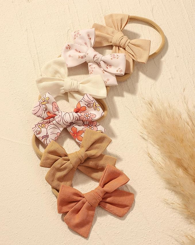 doboi 10PCS Baby Headbands Girls Hair Bows Nylon Linen Hairbands Handmade Hair Accessories for Newborn Infant Toddlers Little Girl and Kids
