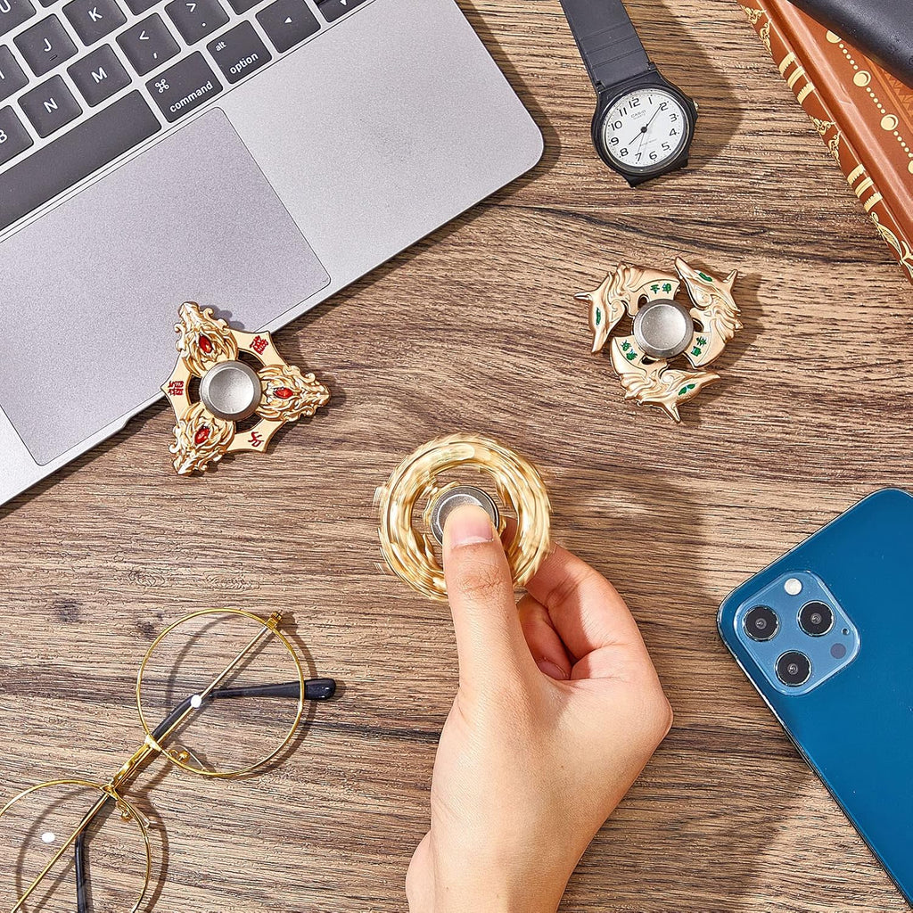 3 Pieces Golden Dragon Finger Spinner Toys Hand Dragon Fingertip Spinner Metal Gold Spinner Anxiety Stress Relief Toy Small Sensory Gadgets for Adults Party Favors