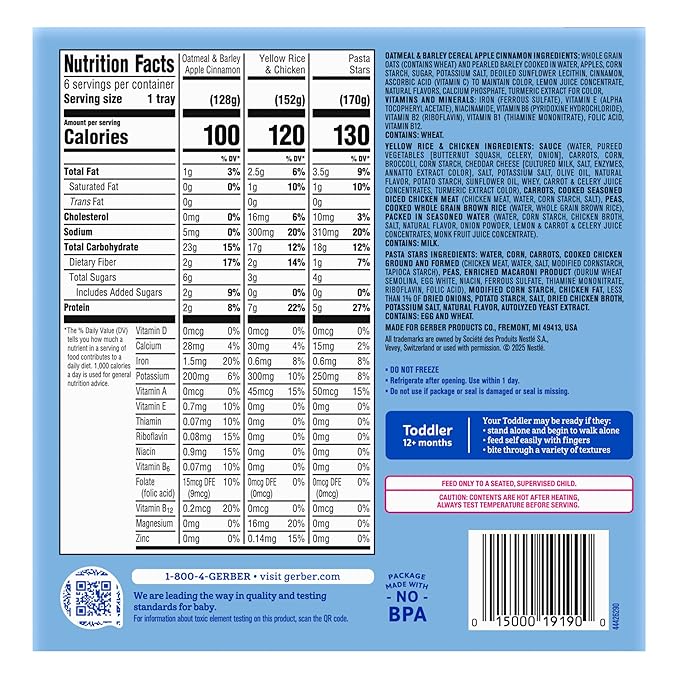 Gerber Toddler Food Variety 6 Pack, All Day Favorites, Breakfast, Lunch & Dinner