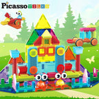 PicassoTiles Magnetic Tiles & Hedgehog 2-in1 Interlocking Brush Connector Magnet Building Blocks Construction Set Learning Playset STEM Toys Development Preschool Education Toy Toddler Age 3 Up PTE21