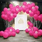 JOYIN 150 Pcs Hot Pink Balloons, Different Sizes 18 12 10 5 Inch Hot Pink Latex Balloon Arch Kit with Instruction for Birthday Party Graduation Wedding Holiday Decoration