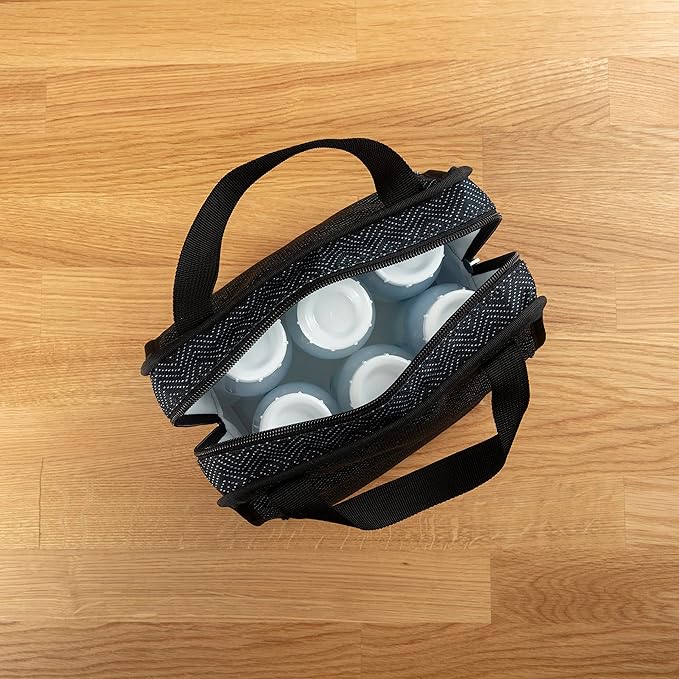 Dr. Brown's Fold & Freeze Bottle Tote, Travel Baby Bottle Insulated Cooler Bag, Store Up to 6 Baby Bottles, Black, BPA Free