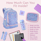 Bentgo Kids 2-in-1 Backpack & Insulated Lunch Bag - Durable 16” Backpack & Lunch Container in Unique Prints for School & Travel - Water Resistant, Padded & Large Compartments (Lavender Galaxy)