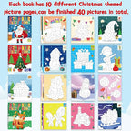 90shine 4PCS Christmas Crafts for Kids Ages 4-8 Sticker Paint Books - Includes Santa Clause Snowman Elf Gnome and More Designs Gift Party Create 40 Pictures