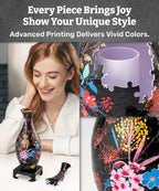 Pintoo 3D Puzzle Vase Unique Flower Vase Made by 160 Curved Plastic Puzzle Pieces House Warming Gift for Flower Arrangements and Home Decoration - [S1031] (Classic, Elegant Floral Print)