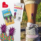 BioSwiss Bandages, Pineapple Shaped Self Adhesive Bandage, Latex Free Sterile Wound Care, Fun First Aid Kit Supplies for Kids, 50 Count
