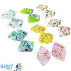 Bluey Kids Hair Bows - Hair Accessories Gift Set - Bluey Hair Bow - 7 Pcs 4 Inch Bow Bundle - HairBows for Girls - Different Bluey print on each clip - Alligator Clip - Ages 3 +