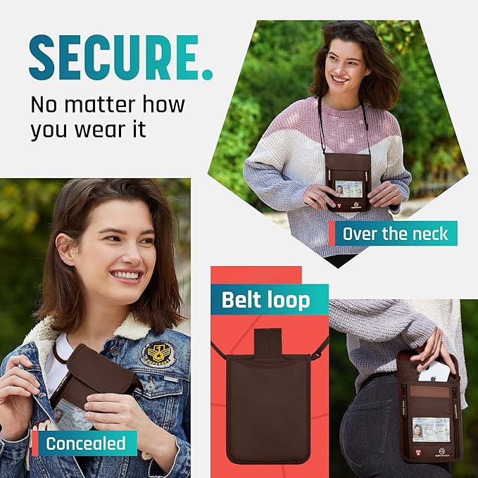 Neck Wallet, Travel Pouch For Passport Holder And Documents, Travel Neck Wallet For Traveling Women