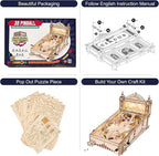 Rowood Wooden Puzzles 3D Pinball Machine Mechanical Model Wooden 3D Puzzles for Adults DIY Pinball Game Wooden Puzzle-Model Building Kits Christmas Birthday Gifts for Adult and 14+ Teens