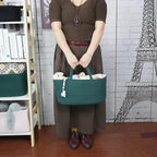 Large Baby Diaper Caddy Organizer for Girl Boy Rope Nursery Storage Bin Basket Portable Holder Tote Bag for Changing Table Car Travel Baby Shower Gifts basket dark green