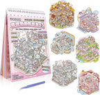 Sticker Therapy 3D Scene – 6 Sets Large Size DIY 3D Sticker Scenes with Tweezer for Adults Kids Relief Stress Pass The Time, Cute Miniature House Room Material Collection Book 02