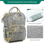 Diaper Bag Backpack, Diaper Bags for Baby Girls Boys, Baby Bags for Moms Dads, Nappy Changing Bag with Insulated Pockets,Multi-functional Waterproof Backpack with Stroller straps - Grey