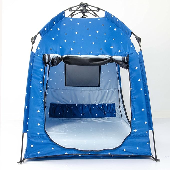 Kids Play Tent-Portable Playhouse Children House -Easy Set up Indoor Outdoor with Carry Bag for Kids-Light Strip Design for Night Use with Starry Fabric - Space for Children and Parents-Birthday