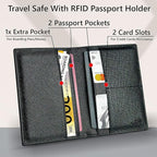 2 Passport Holder - Travel Essentials, RFID Blocking Wallet Credit Card Organiser, Plain Accessories Slim Cover For Men & Women