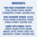 Gerber Stage 2 Baby Food, Organic Apple Blueberry Spinach, Pear Peach Strawberry, and Carrot Apple Mango Puree Pouches, 18-Pack