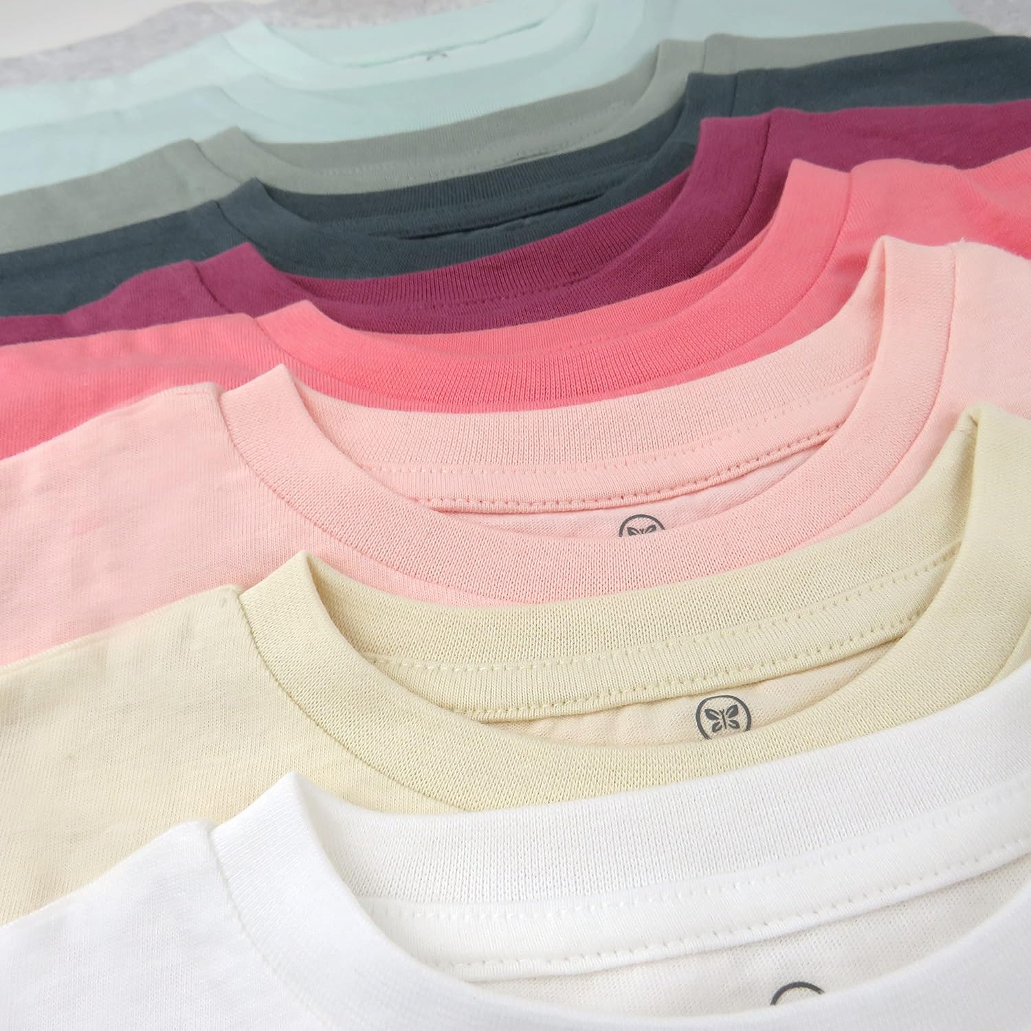 HonestBaby 10-Pack Short Sleeve T-shirts 100% Organic Cotton Baby, Toddler, Little Kids, Boys, Girls, Unisex