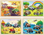 SYNARRY Large Wooden Monster Truck Puzzles for Kids Gift Box(12.2*9.4 in) - FSC Certified, 24 Piece Puzzles for Toddlers 3-5, Wood Puzzle for Kids Ages 4-6, Toys Gifts for 3 4 5 6 Year Old Boys Girls
