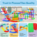 PicassoTiles 6 Piece Magnetic Tiles Race Track Ramp Accessories STEM Building Blocks Toys Magnet Tile Educational Construction Playset Boys Girls Brain Development and Creative Pretend Play Toy PTR06