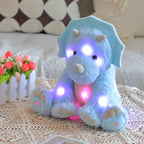 Cuteoy Light-up Singing Plush Blue Triceratops LED Musical Stuffed Animal Dinosaur Adjustable Volume Lullaby Plushies Birthday Christmas Toy Gifts for Kids Toddler Girls, 13"