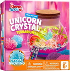 Klever Kits Make Your Own Unicorn Crystal Terrarium Crafts Kit for Kids-Crystal Growing Science 12 Color LED Night Light Unicorn Birthday Gifts Toys for Girls