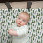 Pack and Play Sheets Fitted, Mini Crib Sheets for Graco Pack N Play Playard (38x26), Ultra Soft Organic Cotton Blend, Safe & Snug Playpen Mattress Sheet for Baby Boys & Girls – Starry Woodland, 2-Pack