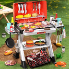 60pcs Kids Play Kitchen Toys for Kids, Outdoor BBQ Grill Playset with Smoke Sound & Light, Play Toy Grill Set for Toddlers Boys Girls 3 4 5 6 7 8