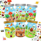 LINAYE 24 Sheets Insect Stickers with Jar Scenes, Make Your Own Bug Jar Stickers, Spring Crafts Activities for Kids Spring Party Decorations Supplies for Kids