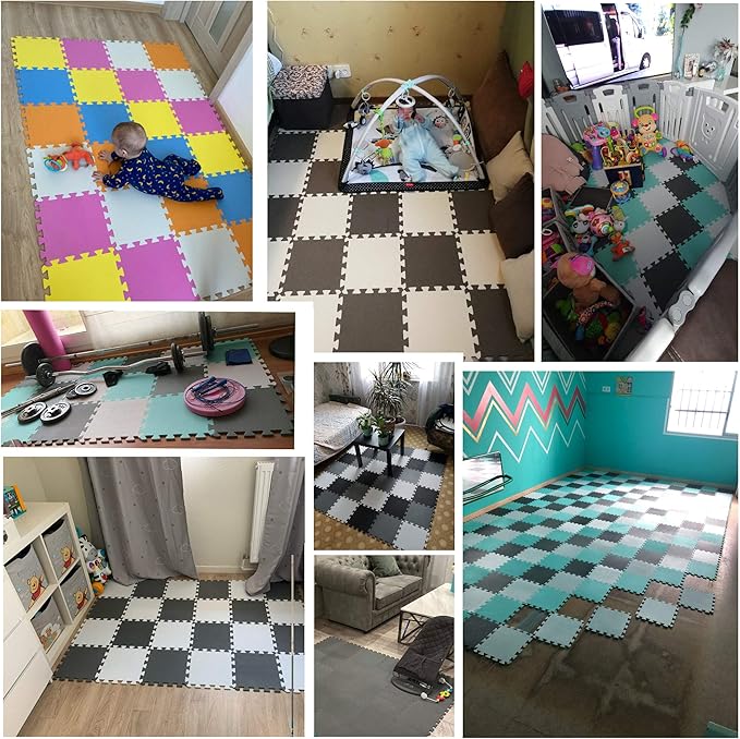 YIMINYUER® 20 Tiles (30cm×30cm×1cm Each Tile) Baby Soft Puzzle Play Mats, Kids Thick EVA Foam Floor, Toddlers & Children's Soft Interlocking Mat R01R04R08G301020