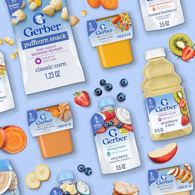 Gerber Baby Food 2nd Foods, Dinner, Apple Chicken Puree, 4 Ounce Tubs, 2-Pack (Pack of 8)