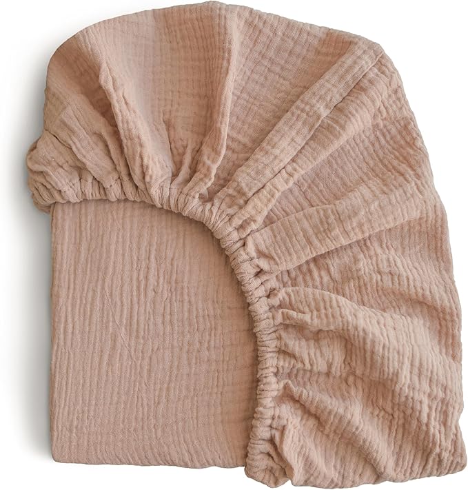 mushie Extra Soft Muslin Fitted Crib Sheet | 192 Thread Count | 28"x 52"(Natural)