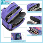 NEW TILAMI 18 inch Rolling Backpack Boys & Girls for School – Durable, Waterproof, Adjustable Handle, Ideal for Travel & Daily Use, Purple Sky