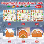 LINAYE 48PCS Make A Gingerbread House Stickers, Christmas Crafts for Kids, Gingerbread House Craft Stickers, 24 Finished Products