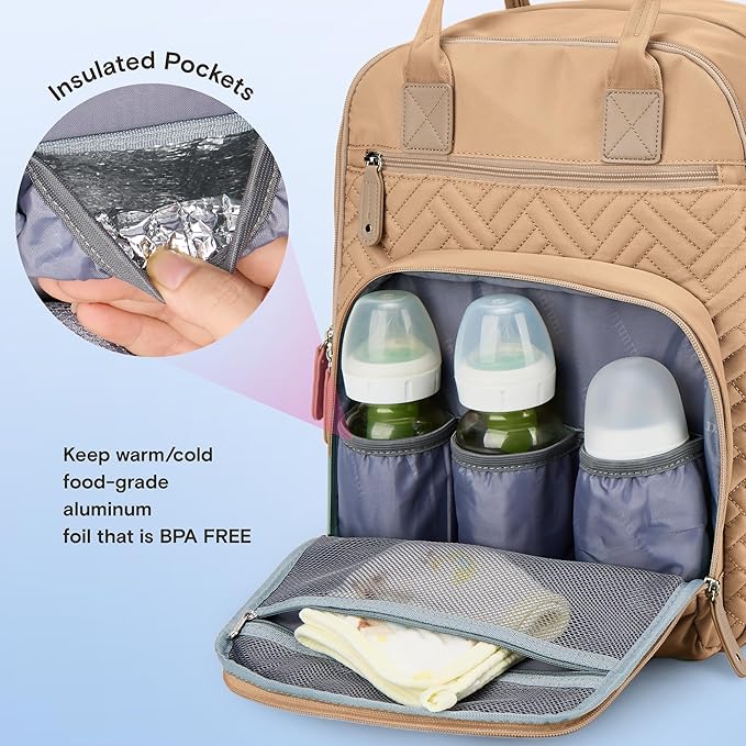 iniuniu Diaper Bag Backpack, 4 in 1 kit Large Unisex Baby Bags for Boys Girls, Waterproof Travel Back Pack with Diaper Pouch