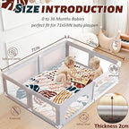 Baby Play Mats for Floor, 71x59 Playpen Mat for Babies, Extra Thicker & Soft Floor Crawling Mat, Foldable Non-Slip Playmat Cushioned for Infants Toddlers, Boho Leaf Design