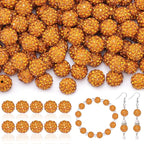 105pcs 10mm Rhinestone Beads for Jewelry Making, Golden Shiny Round Disco Ball Beads Bulk, Sparkle Crystal Clay Christmas for Bracelet Baseball Necklace Earring Crafting and DIY