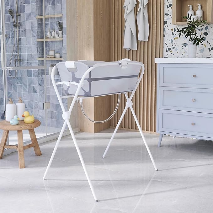 Evolur Supple Baby Spa Set – Complete Newborn Bath Essentials Kit with Baby Bathtub, Hammock Seat and Metal Frame | Infant Bath & Spa Gift Set for Baby Showers & New Parents