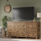 9-Drawer Dresser, Modern Wooden Storage Chest of Drawers, Dresser TV Stand, Wood Drawer Organizer with Metal Handles for Bedroom, Living Room, Hallway