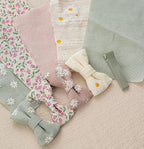 Baby Toddler Girls Hair Ties with Linen Bows Embroidered Flower,20 pcs No Damage Elastic Nylon Hair Bands Ponytail Holders,Small Hair Accessories Gifts for Girls Kids Children Thick Thin Hair