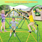 Climbing Dome, 10FT Dome Climber with Hammock & Swing for Kids 3-10, Kids Outdoor Jungle Gym Supports 1000lbs, Easy Assembly Playground Jungle Gym Backyard Play Equipment, Yellow+Green