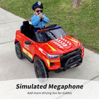 12V 7Ah Electric Fire Truck Ride-On Toy for Big Kids, 2 Seater Kids Ride on Car SUV w/Remote Control, Bluetooth - Red