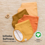 KeaBabies 4-Pack Baby Burp Cloths Baby Girl, Boy - Organic Cotton Burp Cloth, Extra Large, Absorbent, Soft Burping Cloths & Bibs Set for Babies, Newborn Burp Clothes, Thick Burp Rags (Phase)