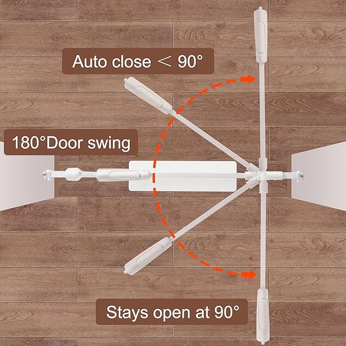 Baby Gate for Stairs No Drill 43.31-48.03 Inch,Pressure Mounted Metal Child Safety Dog Gates for Doorways,Walk Through Pet Gate Indoor Auto Close,White