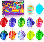 12PCS 3D Dragon Eggs with Dragon Inside, Easter Basket Stuffers Mini Easter Egg Set Articulated Unique Easter Basket Essentials for Adults Kids
