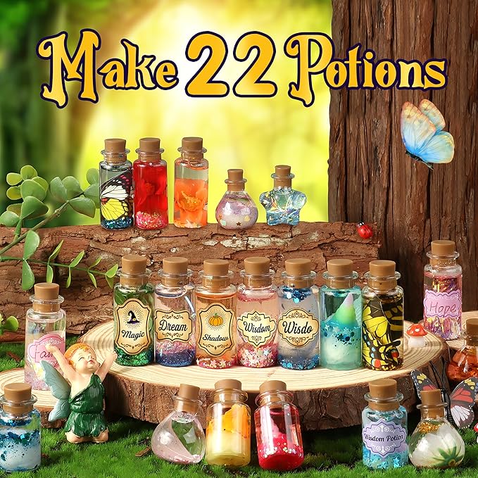Fairy Magic Kit for Kids with 22PCS Potion Bottles, Potions Making Craft Kit - Gift for Christmas, Birthday, Creative Art Craft Toys for Girls Boys 6 7 8 9 10 12 Year Old