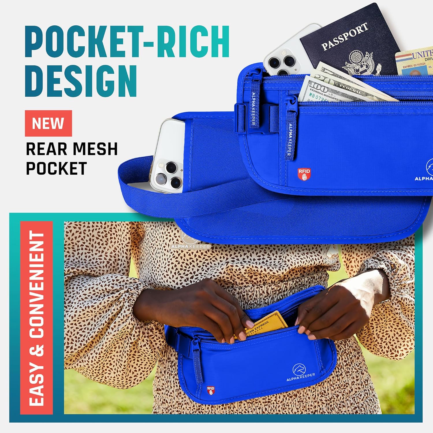 Hidden Money Belt for Travel for Men, Waist Wallet Anti Theft, RFID Passport Holder For Travel Men Or Women, Money Pouch, RFID Passport Holder